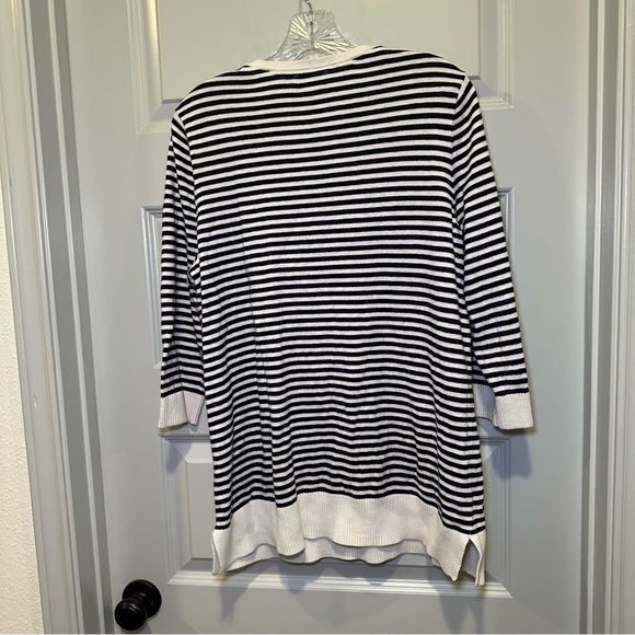 Market & Spruce Navy/White Striped Knit 3/4 Sleeve Top size 1X - Picture 8 of 8